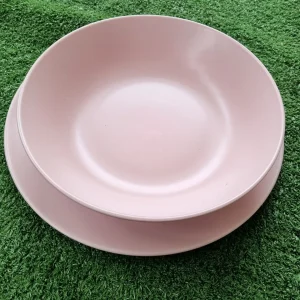 lot de 2 assiettes en porcelaine couleur rose