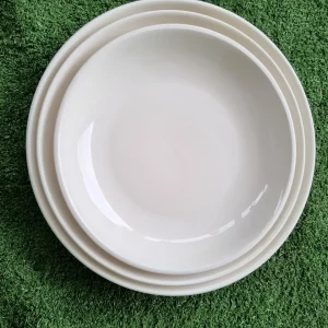 lot de 3 assiettes en porcelaine couleur blanche de forme ronde