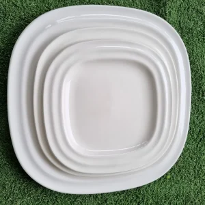 lot de 3 assiettes en porcelaine couleur blanche de forme carrée