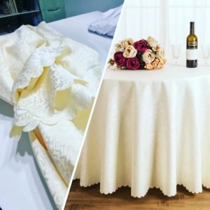 Nappes de table ronde de 10 personnes (320cm), Beige ou couleur ivoire