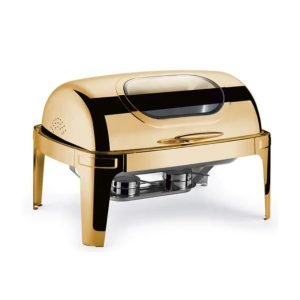 Chafing dish ou chauffe-plat doré rectangulaire