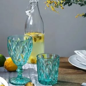 Verres de table Pepoussé vert d'eau Loué par lot de 3 ( eau, vin et champagne)